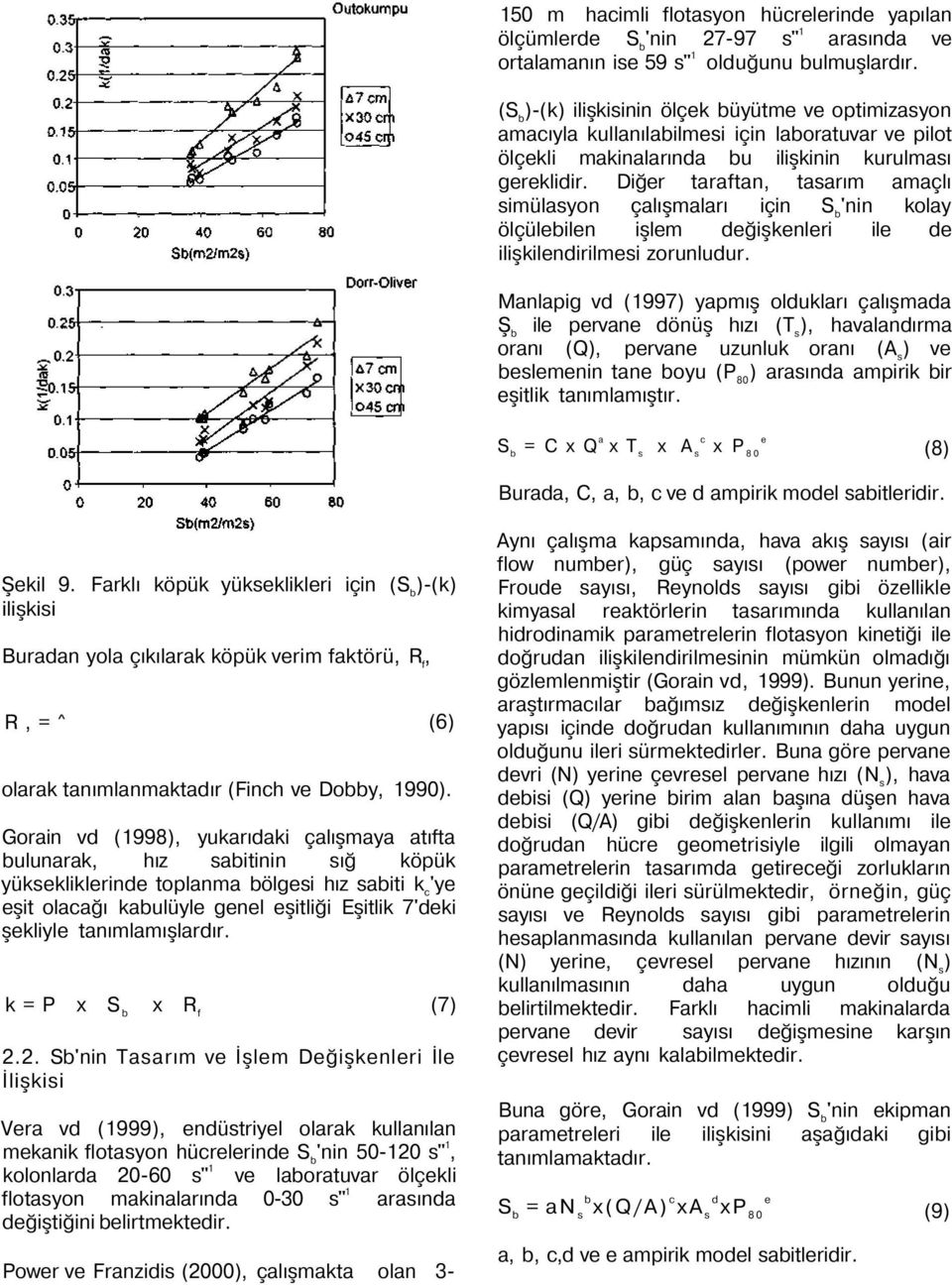 Diğer taraftan, tasarım amaçlı simülasyon çalışmaları için S b 'nin kolay ölçülebilen işlem değişkenleri ile de ilişkilendirilmesi zorunludur.
