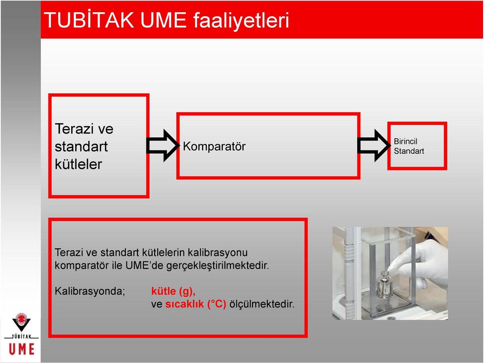 kütlelerin kalibrasyonu komparatör ile UME de