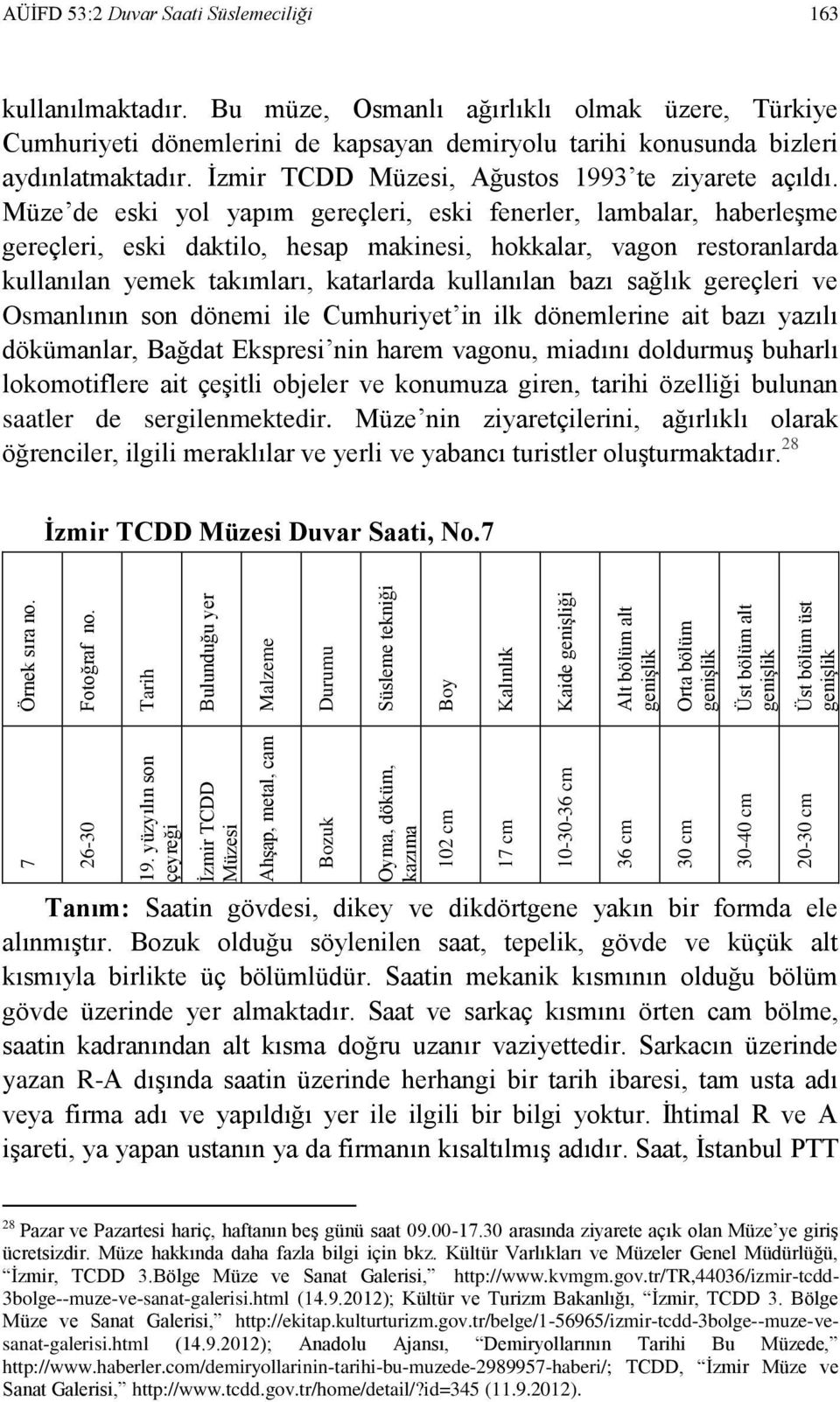 Bu müze, Osmanlı ağırlıklı olmak üzere, Türkiye Cumhuriyeti dönemlerini de kapsayan demiryolu tarihi konusunda bizleri aydınlatmaktadır. İzmir TCDD Müzesi, Ağustos 1993 te ziyarete açıldı.