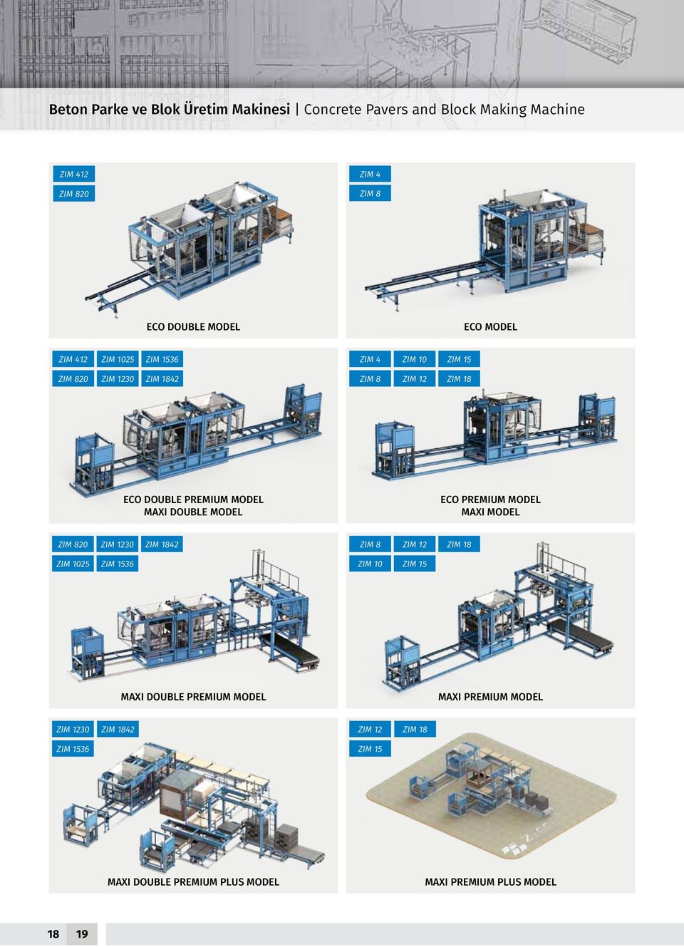 MODEL ECO PREMIUM MODEL MAXI MODEL ZIM 820 ZIM 1230 ZIM 1842 ZIM 8 ZIM 12 ZIM 18 ZIM 1025 ZIM 1536 ZIM 10 ZIM 15 MAXI DOUBLE