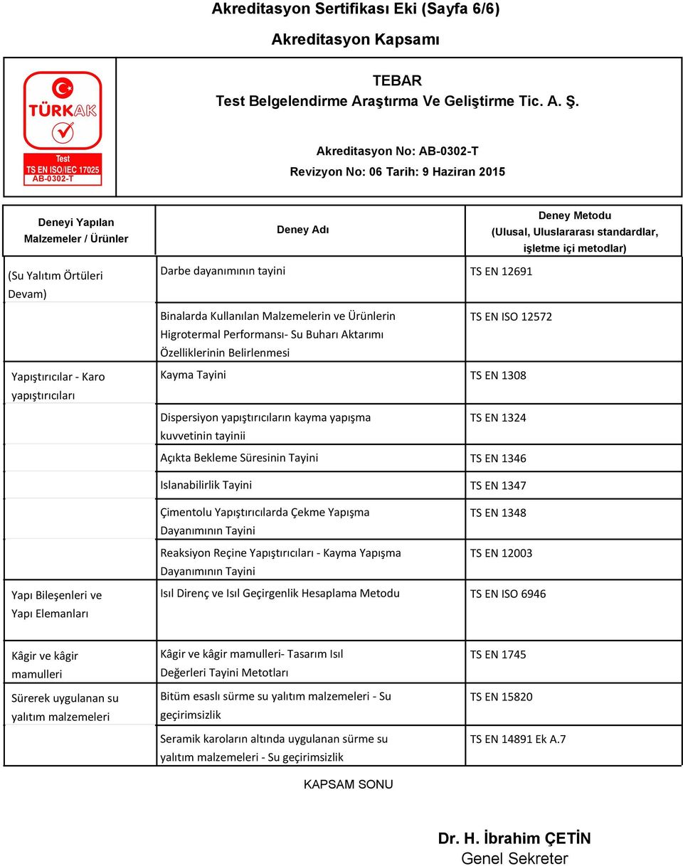 Süresinin Tayini TS EN 1346 Islanabilirlik Tayini TS EN 1347 Çimentolu Yapıştırıcılarda Çekme Yapışma Dayanımının Tayini Reaksiyon Reçine Yapıştırıcıları - Kayma Yapışma Dayanımının Tayini TS EN 1348