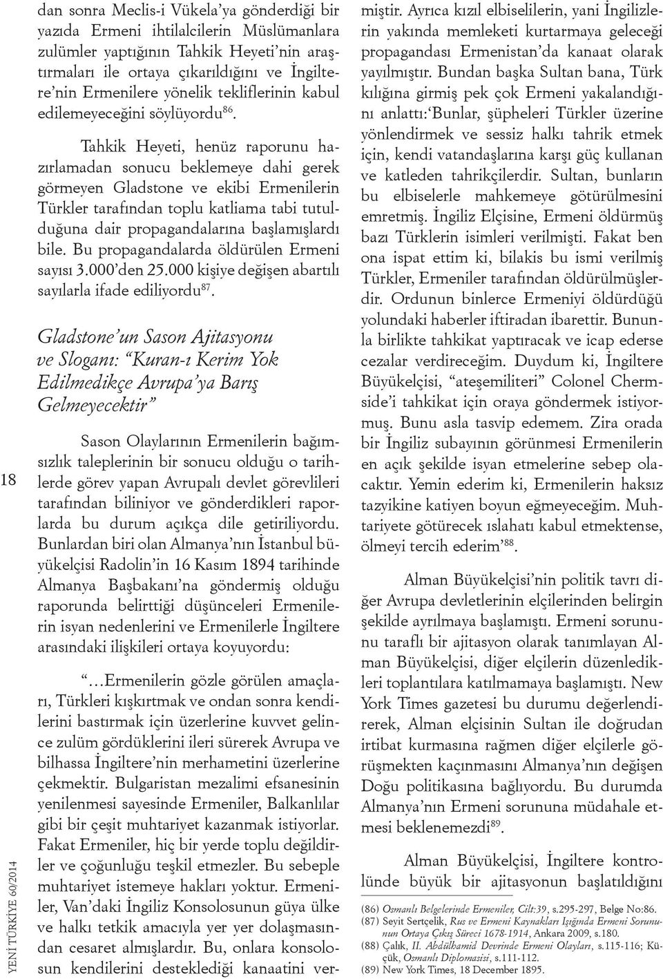 Tahkik Heyeti, henüz raporunu hazırlamadan sonucu beklemeye dahi gerek görmeyen Gladstone ve ekibi Ermenilerin Türkler tarafından toplu katliama tabi tutulduğuna dair propagandalarına başlamışlardı