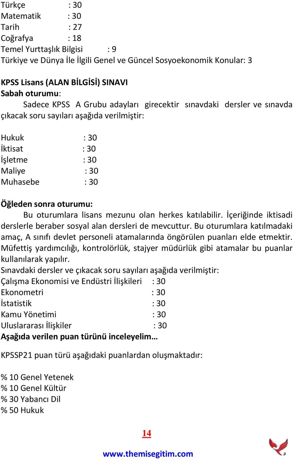 Bu oturumlara lisans mezunu olan herkes katılabilir. İçeriğinde iktisadi derslerle beraber sosyal alan dersleri de mevcuttur.