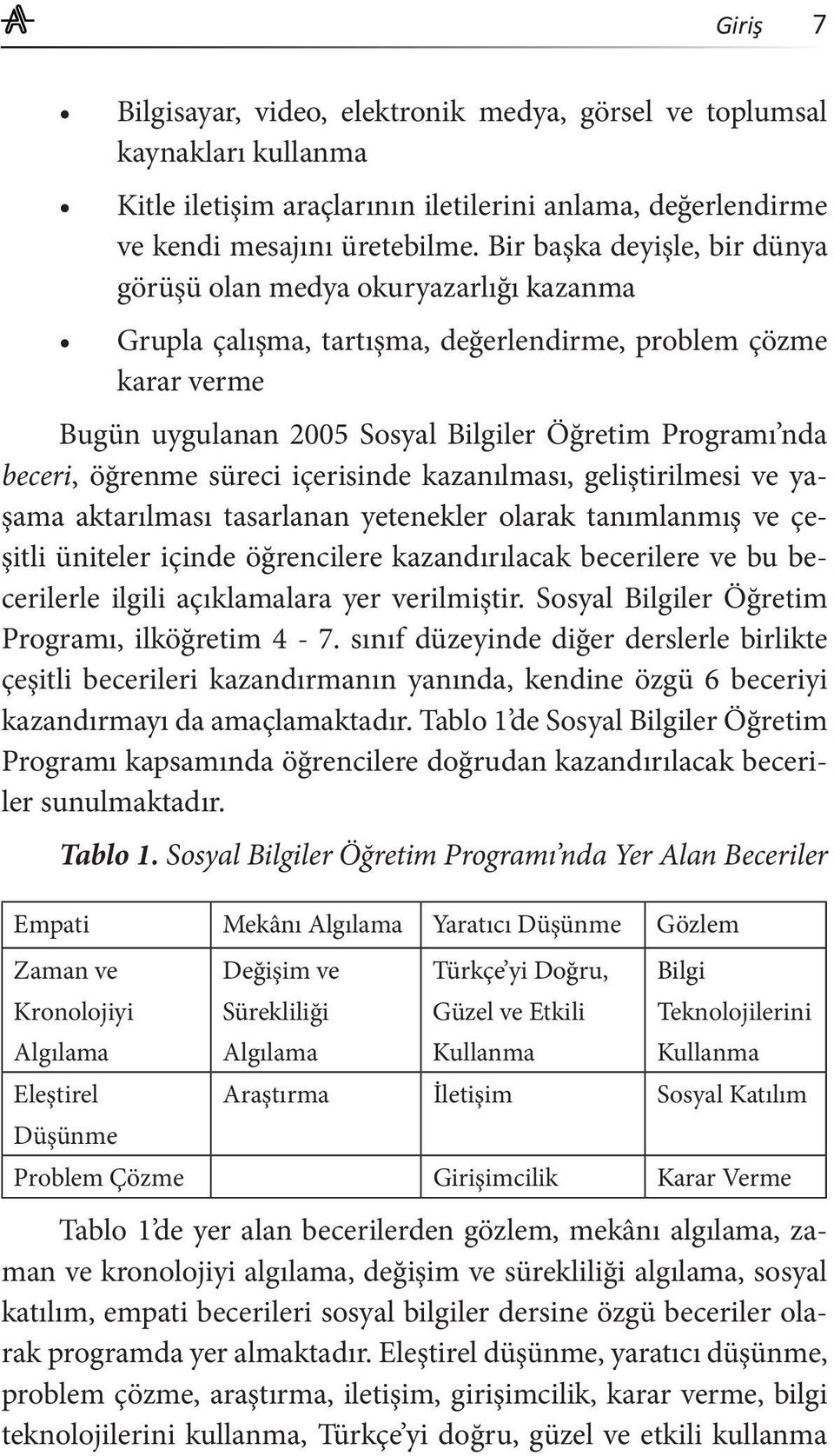 beceri, öğrenme süreci içerisinde kazanılması, geliştirilmesi ve yaşama aktarılması tasarlanan yetenekler olarak tanımlanmış ve çeşitli üniteler içinde öğrencilere kazandırılacak becerilere ve bu