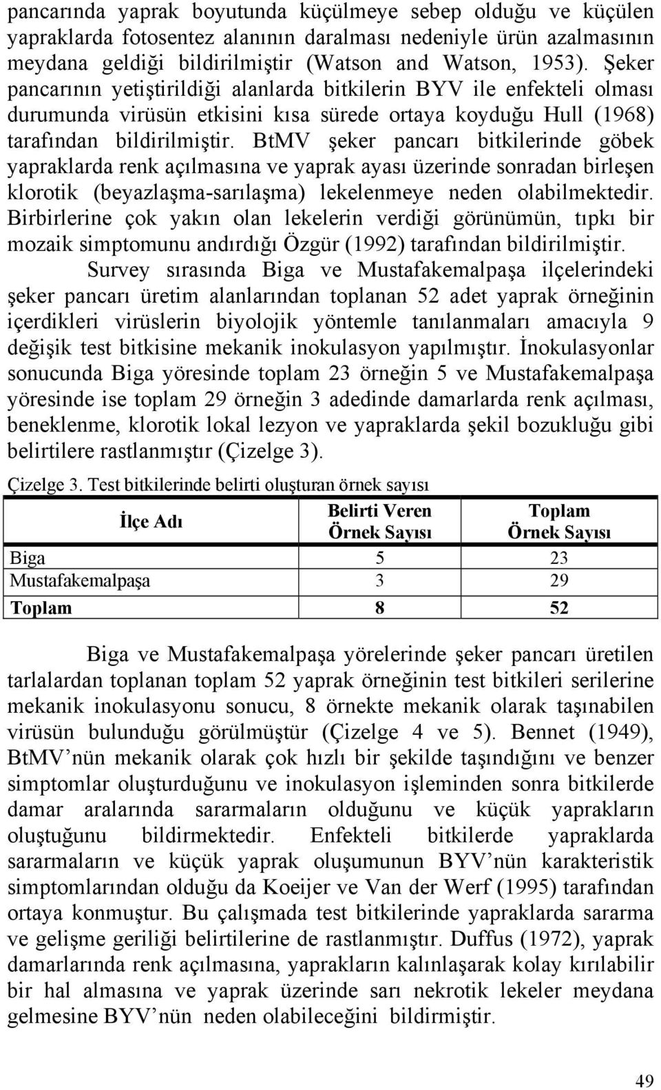 BtMV şeker pancarı bitkilerinde göbek yapraklarda renk açılmasına ve yaprak ayası üzerinde sonradan birleşen klorotik (beyazlaşma-sarılaşma) lekelenmeye neden olabilmektedir.