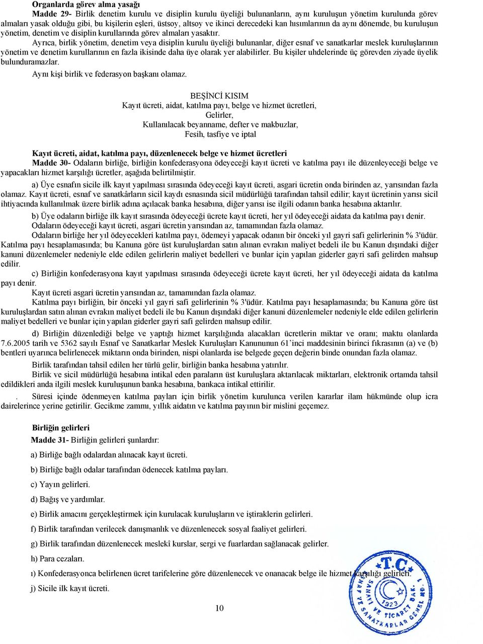 Ayrıca, birlik yönetim, denetim veya disiplin kurulu üyeliği bulunanlar, diğer esnaf ve sanatkarlar meslek kuruluşlarının yönetim ve denetim kurullarının en fazla ikisinde daha üye olarak yer