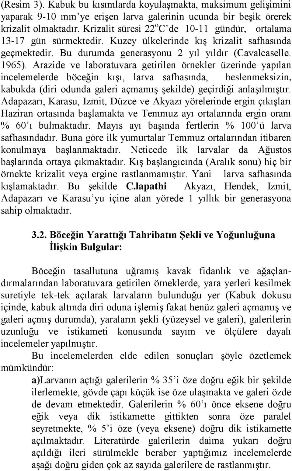 Arazide ve laboratuvara getirilen örnekler üzerinde yapılan incelemelerde böceğin kışı, larva safhasında, beslenmeksizin, kabukda (diri odunda galeri açmamış şekilde) geçirdiği anlaşılmıştır.