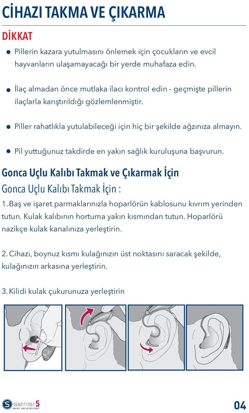 Pil yuttuğunuz takdirde en yakın sağlık kuruluşuna başvurun. Gonca Uçlu Kalıbı Takmak ve Çıkarmak İçin Gonca Uçlu Kalıbı Takmak İçin : 1.