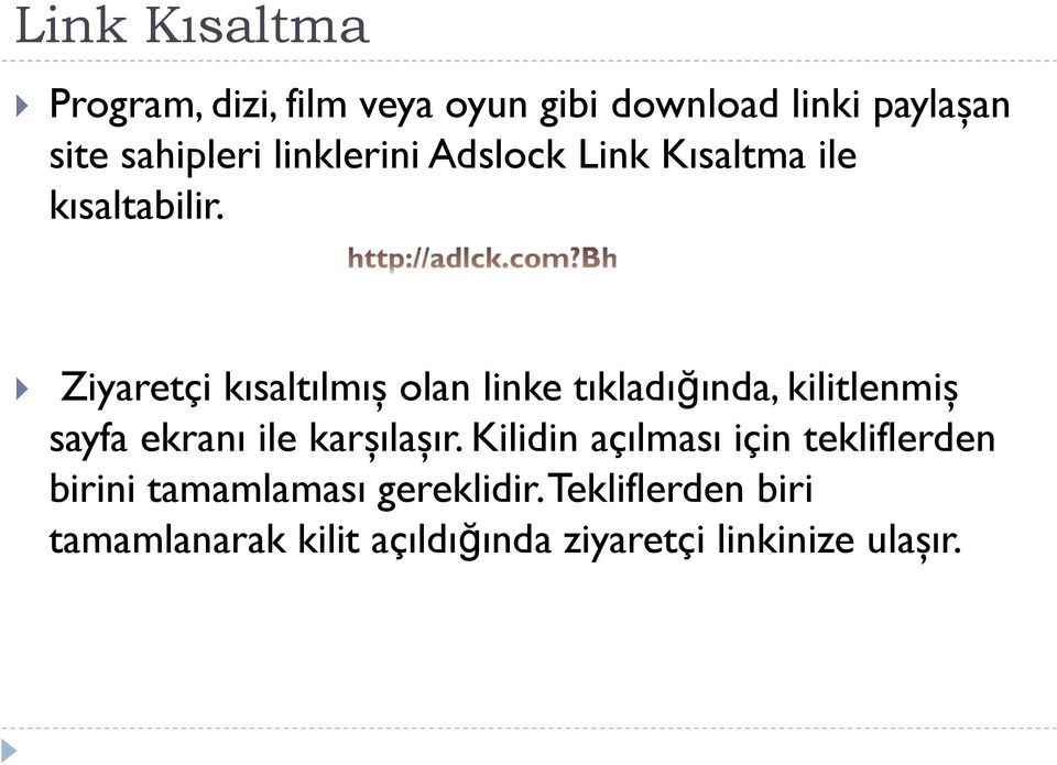 Ziyaretçi kısaltılmış olan linke tıkladığında, kilitlenmiş sayfa ekranı ile karşılaşır.