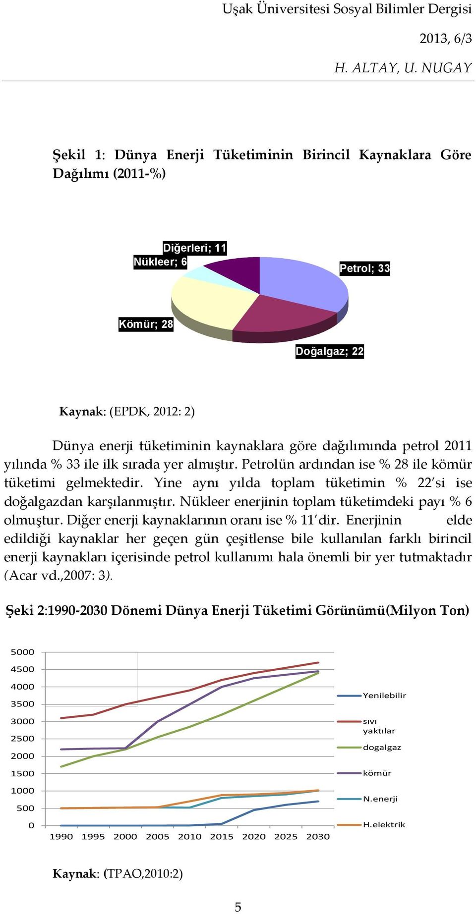 Yine aynı yılda toplam tüketimin % 22 si ise doğalgazdan karşılanmıştır. Nükleer enerjinin toplam tüketimdeki payı % 6 olmuştur. Diğer enerji kaynaklarının oranı ise % 11 dir.