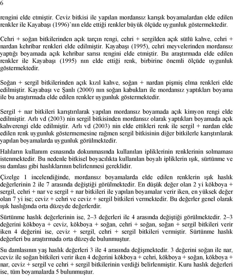 Kayabaşı (1995), cehri meyvelerinden mordansız yaptığı boyamada açık kehribar sarısı rengini elde etmiştir.