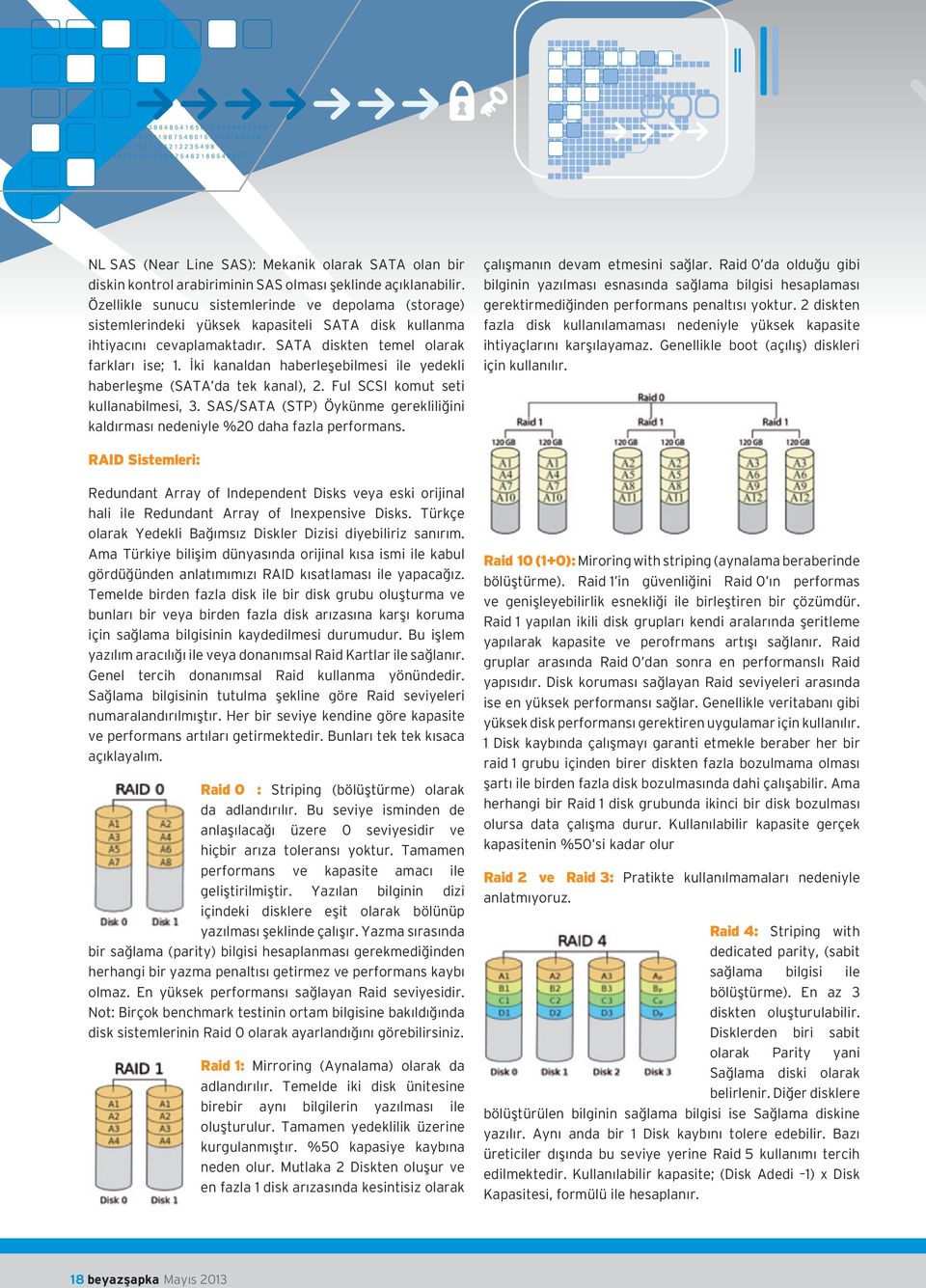 İki kanaldan haberleşebilmesi ile yedekli haberleşme (SATA da tek kanal), 2. Ful SCSI komut seti kullanabilmesi, 3. SAS/SATA (STP) Öykünme gerekliliğini kaldırması nedeniyle %20 daha fazla performans.