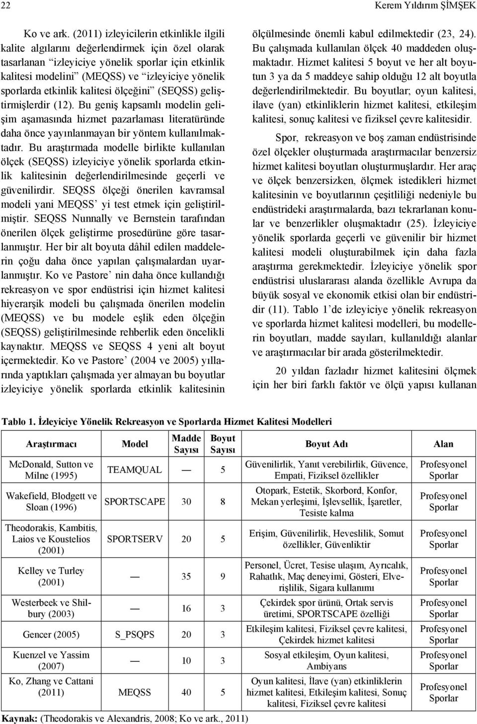 etkinlik kalitesi ölçeğini (SEQSS) geliştirmişlerdir (12). Bu geniş kapsamlı modelin gelişim aşamasında hizmet pazarlaması literatüründe daha önce yayınlanmayan bir yöntem kullanılmaktadır.