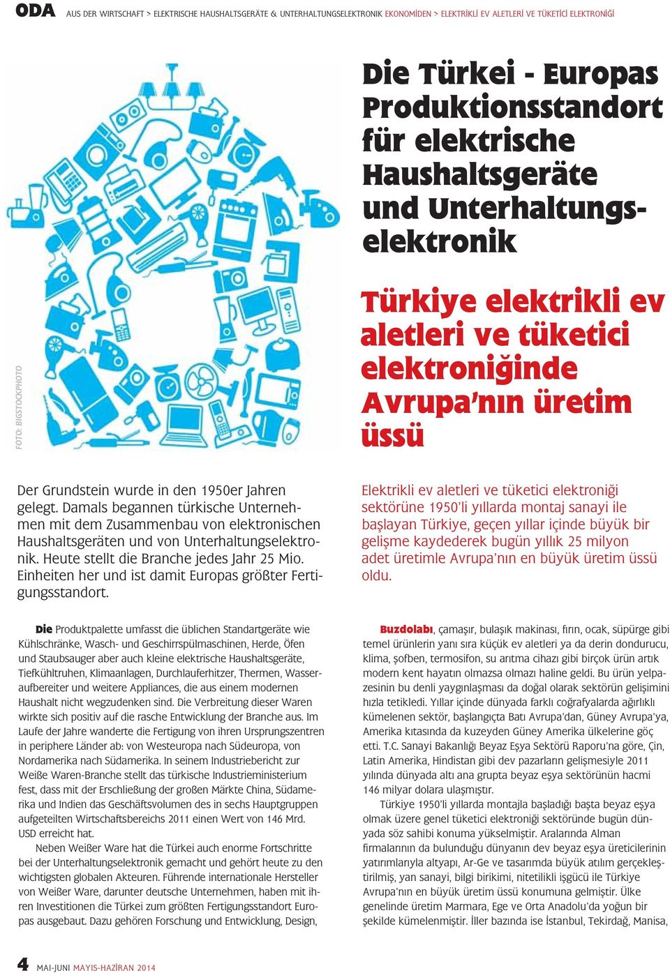 Damals begannen türkische Unternehmen mit dem Zusammenbau von elektronischen Haushaltsgeräten und von Unterhaltungselektronik. Heute stellt die Branche jedes Jahr 25 Mio.