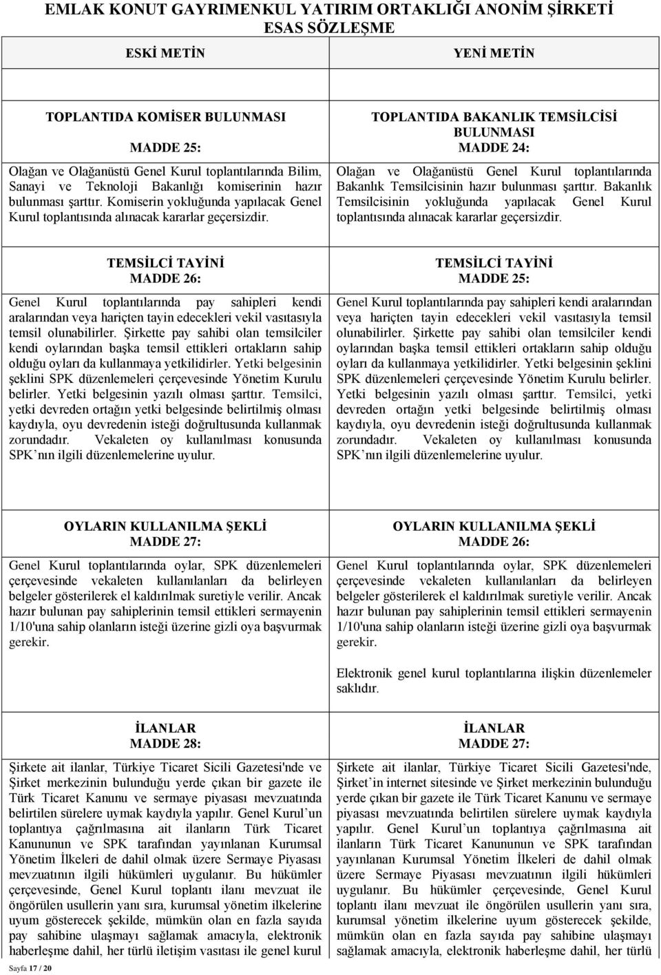 Olağan ve Olağanüstü Genel Kurul toplantılarında Bakanlık Temsilcisinin hazır bulunması şarttır. Bakanlık Temsilcisinin yokluğunda yapılacak Genel Kurul toplantısında alınacak kararlar geçersizdir.