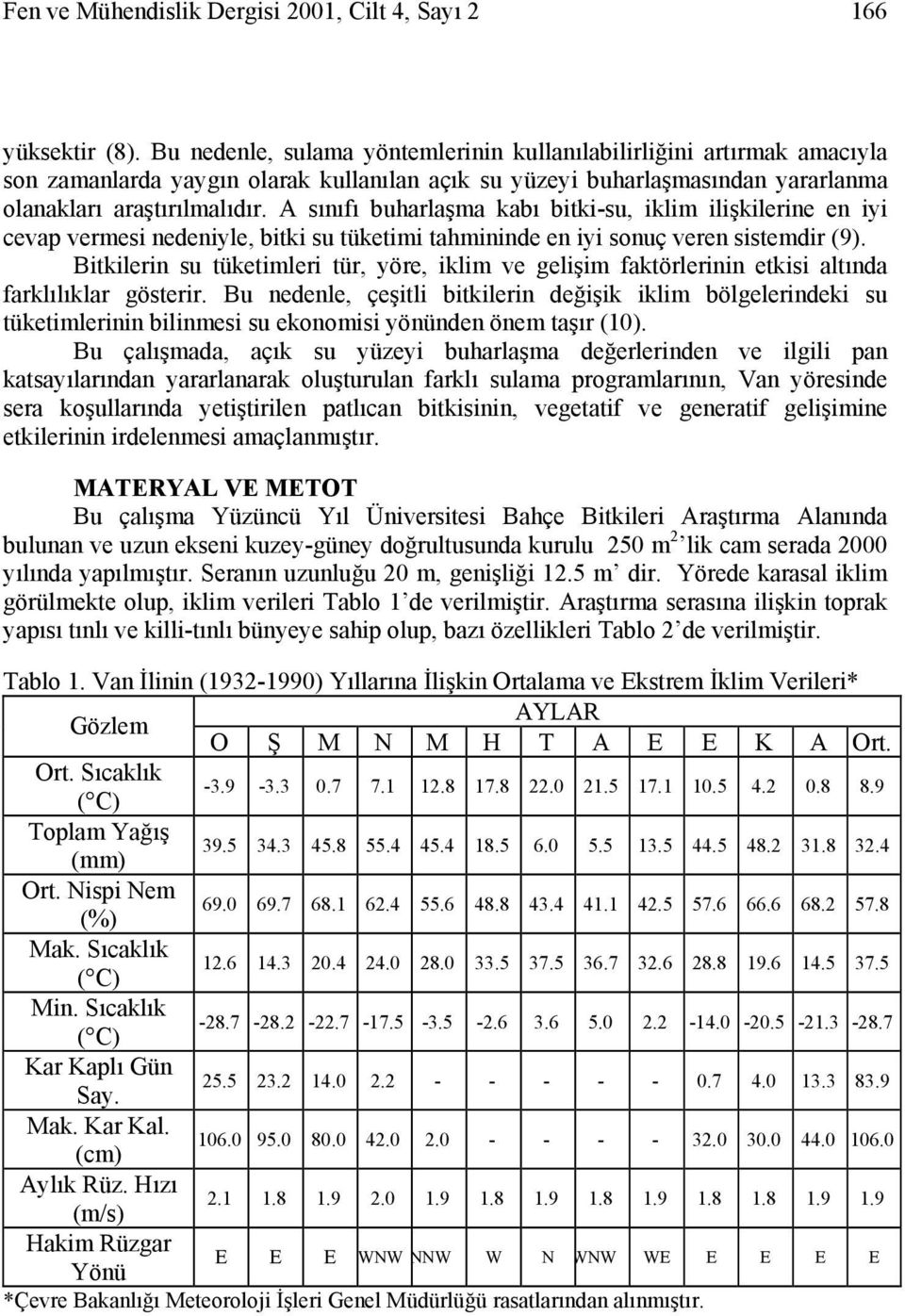 A sınıfı buharlaşma kabı bitki-su, iklim ilişkilerine en iyi cevap vermesi nedeniyle, bitki su tüketimi tahmininde en iyi sonuç veren sistemdir (9).