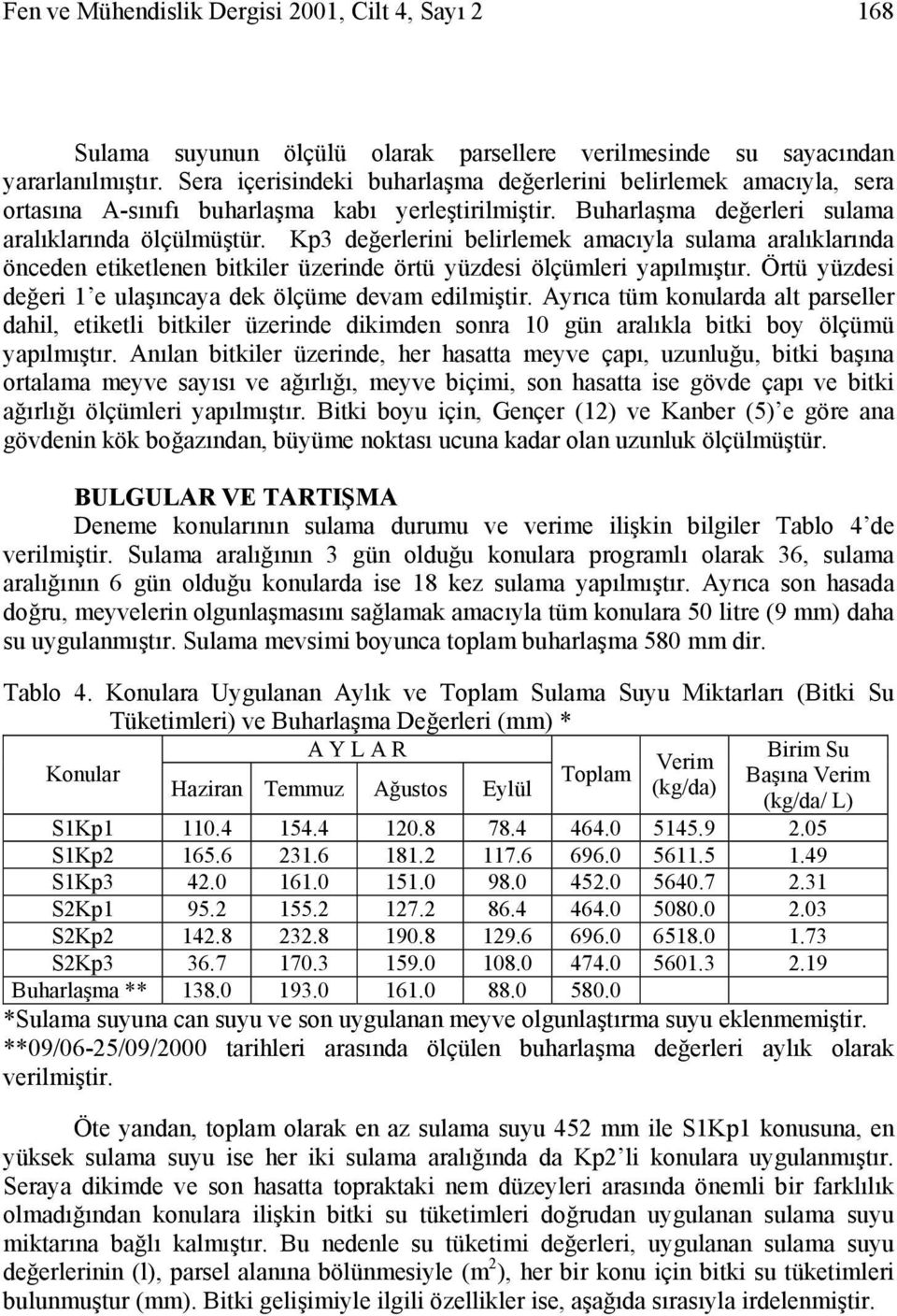 Kp3 değerlerini belirlemek amacıyla sulama aralıklarında önceden etiketlenen bitkiler üzerinde örtü yüzdesi ölçümleri yapılmıştır. Örtü yüzdesi değeri 1 e ulaşıncaya dek ölçüme devam edilmiştir.