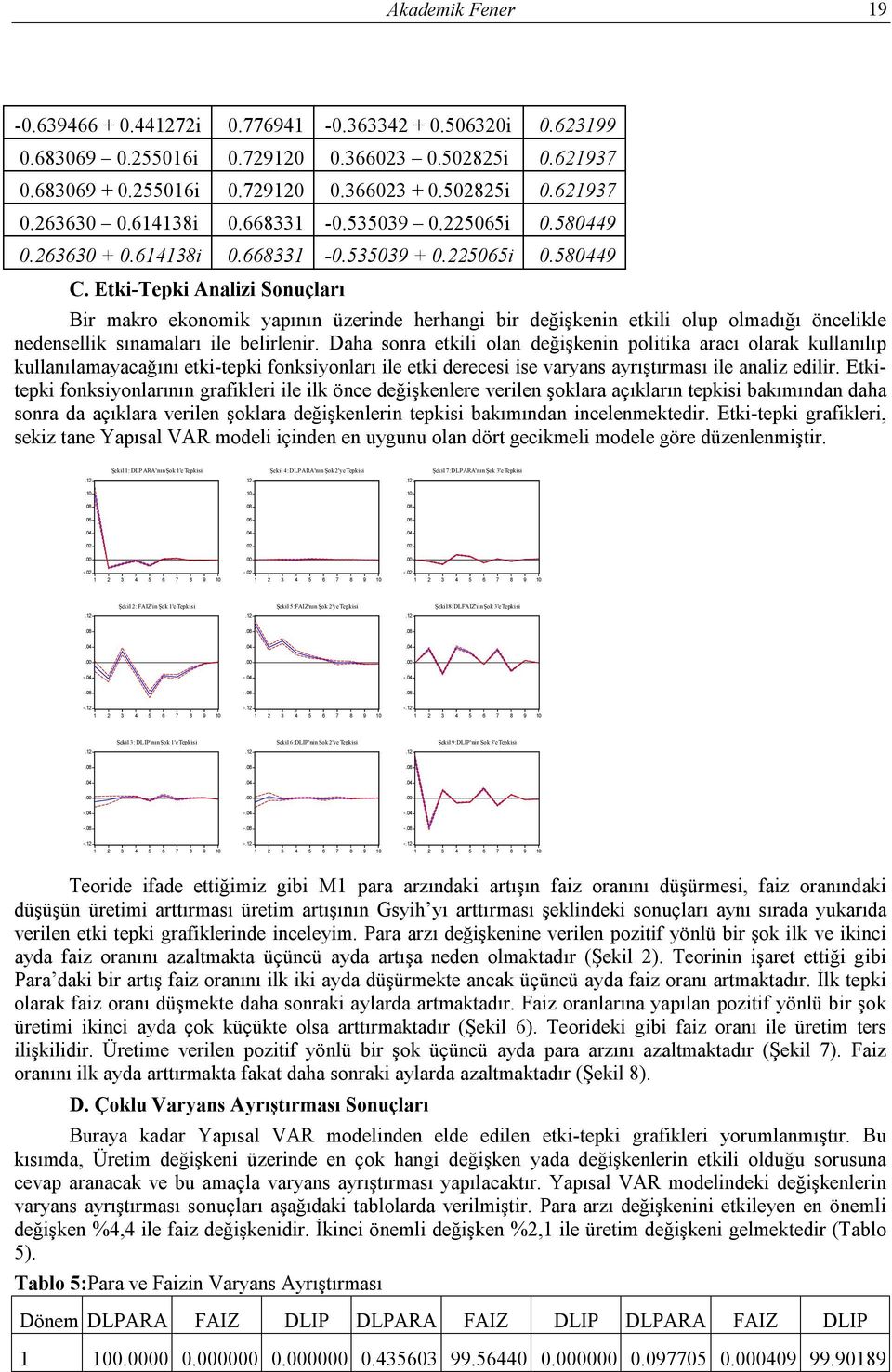 EtkiTepki Analizi Sonuçları Bir makro ekonomik yapının üzerinde herhangi bir değişkenin etkili olup olmadığı öncelikle nedensellik sınamaları ile belirlenir.