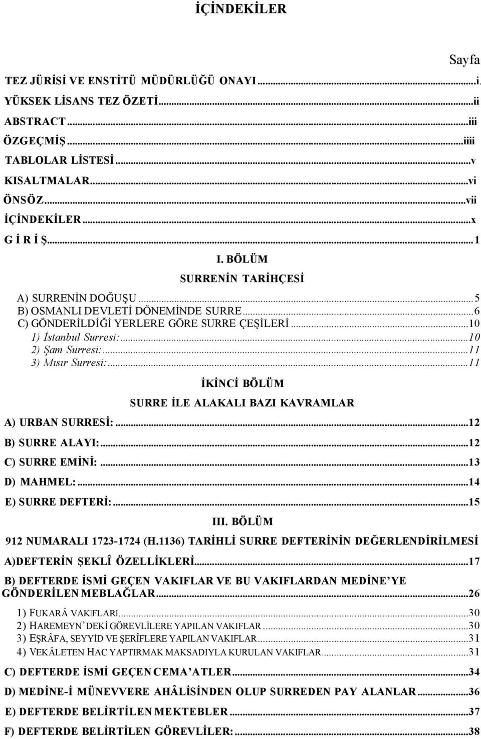 ..11 3) Mısır Surresi:...11 İKİNCİ BÖLÜM SURRE İLE ALAKALI BAZI KAVRAMLAR A) URBAN SURRESİ:...12 B) SURRE ALAYI:...12 C) SURRE EMİNİ:...13 D) MAHMEL:...14 E) SURRE DEFTERİ:...15 III.