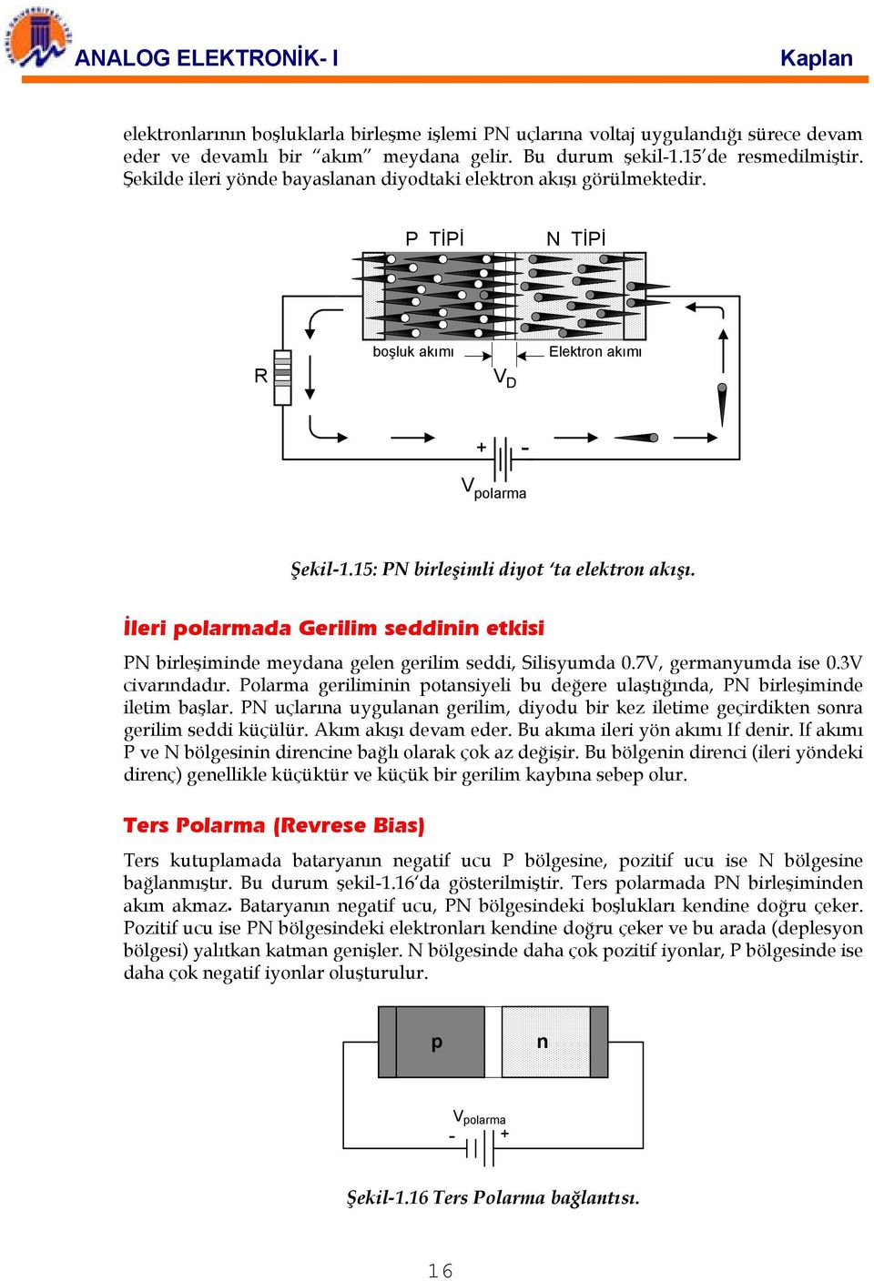 İleri polarmada Gerilim seddinin etkisi PN birleşiminde meydana gelen gerilim seddi, Silisyumda 0.7, germanyumda ise 0.3 civarındadır.