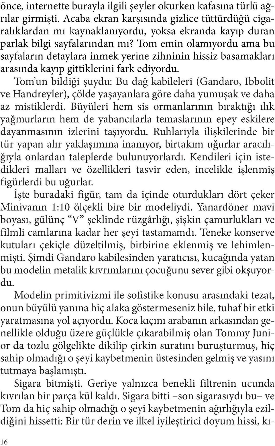 Tom emin olamıyordu ama bu sayfaların detaylara inmek yerine zihninin hissiz basamakları arasında kayıp gittiklerini fark ediyordu.