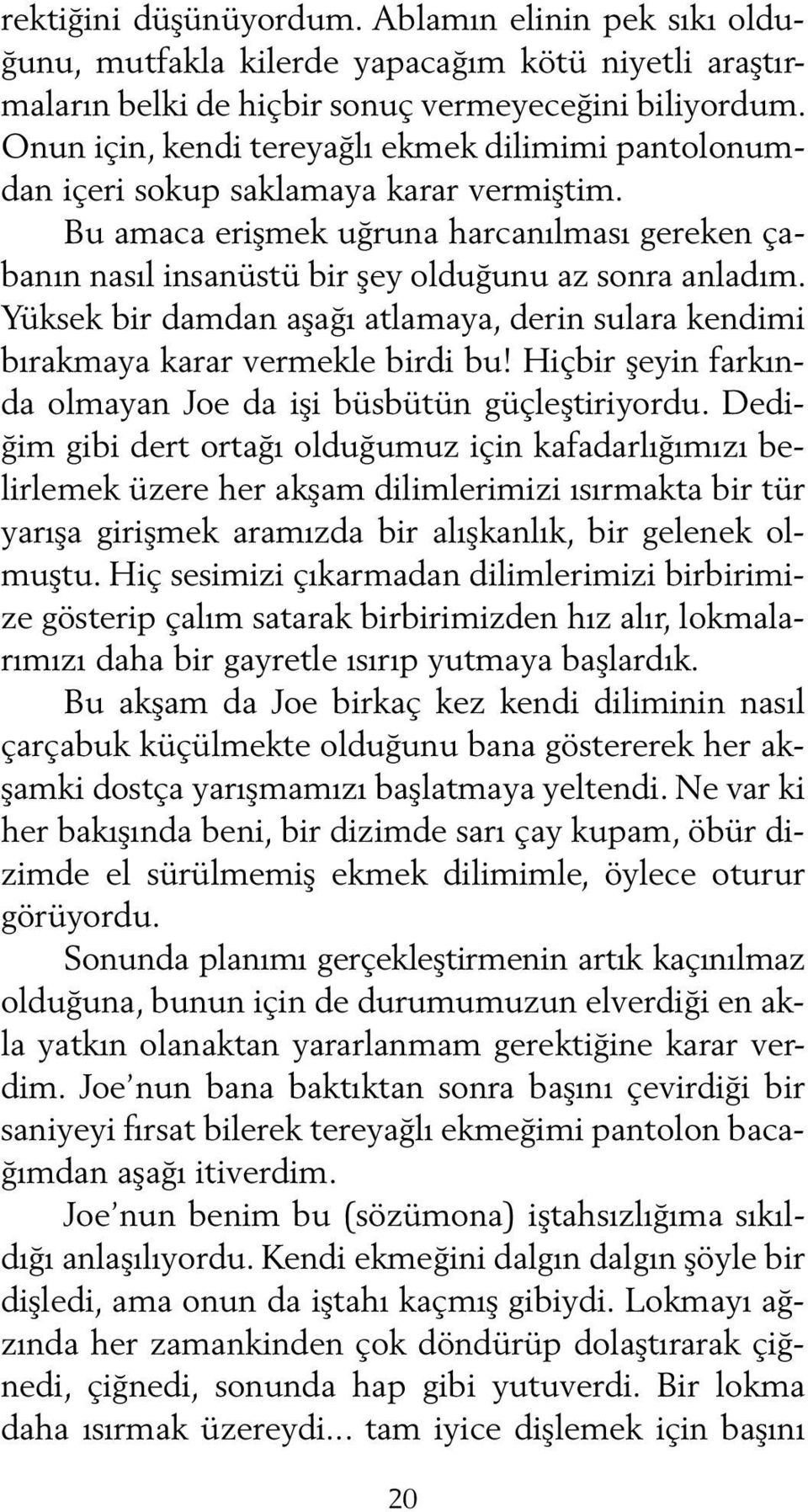 Yüksek bir damdan aşağı atlamaya, derin sulara kendimi bırakmaya karar vermekle birdi bu! Hiçbir şeyin farkında olmayan Joe da işi büsbütün güçleştiriyordu.