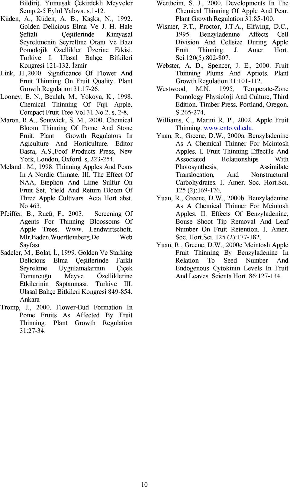 Significance Of Flower And Fruit Thinning On Fruit Quality. Plant Wertheim, S. J., 2000. Developments In The Chemical Thinning Of Apple And Pear. Plant Growth Regulation 31:85-100. Wismer, P.T., Proctor, J.