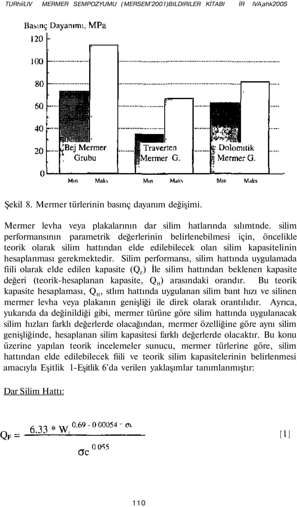 Silim performansı, silim hattında uygulamada fiili olarak elde edilen kapasite (Q F ) İle silim hattından beklenen kapasite değeri (teorik-hesaplanan kapasite, Q H ) arasındaki orandır.