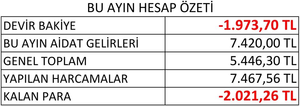 ÖZETİ -1.973,70 TL 7.420,00 TL 5.