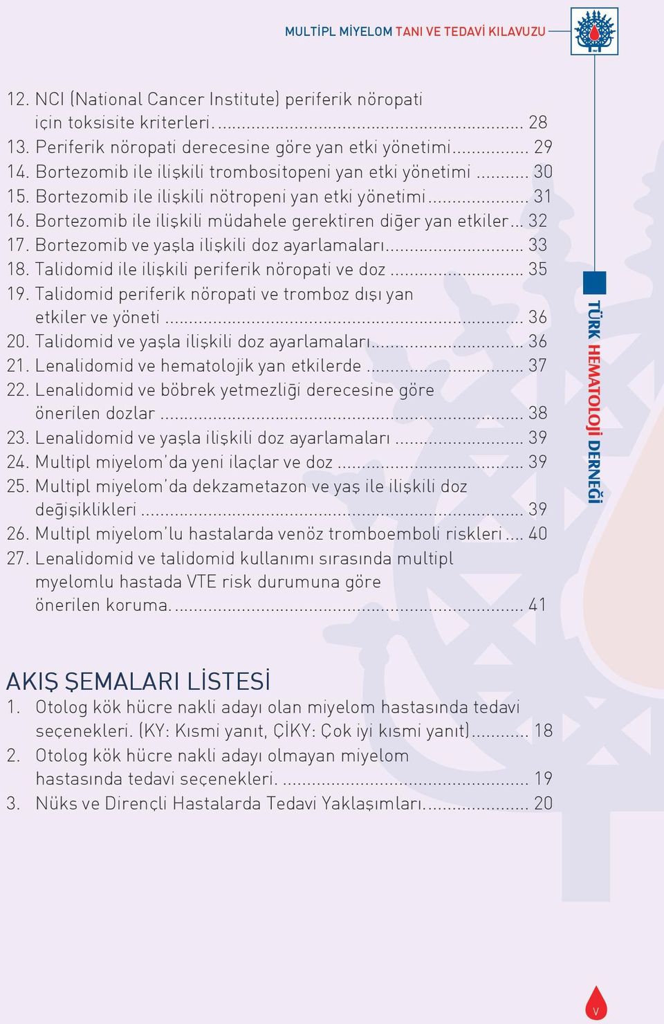 Bortezomib ve yaşla ilişkili doz ayarlamaları... 33 18. Talidomid ile ilişkili periferik nöropati ve doz... 35 19. Talidomid periferik nöropati ve tromboz dışı yan etkiler ve yöneti... 36 20.