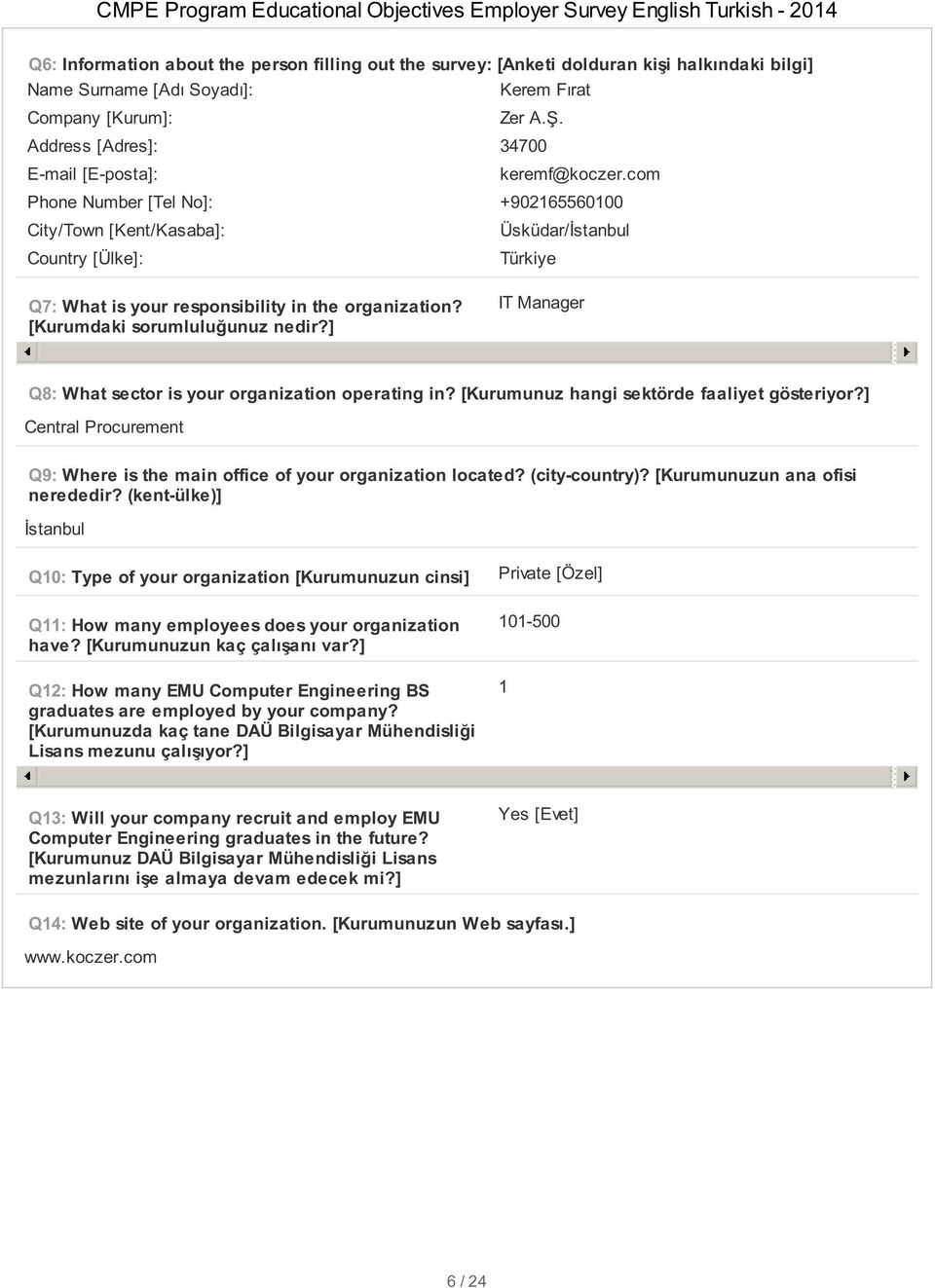 com Phone Number [Tel No]: +902165560100 City/Town [Kent/Kasaba]: Üsküdar/İstanbul Country [Ülke]: Türkiye Q7: What is your responsibility in the organization? [Kurumdaki sorumluluğunuz nedir?