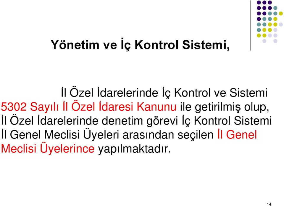 Özel İdarelerinde denetim görevi İç Kontrol Sistemi İl Genel Meclisi