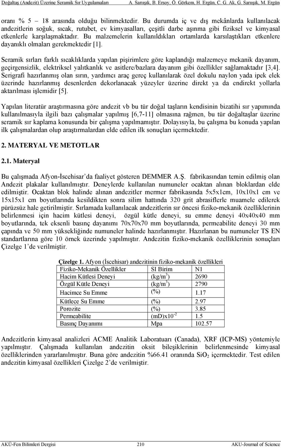 Bu malzemelerin kullanıldıkları ortamlarda karsılaştıkları etkenlere dayanıklı olmaları gerekmektedir [1].