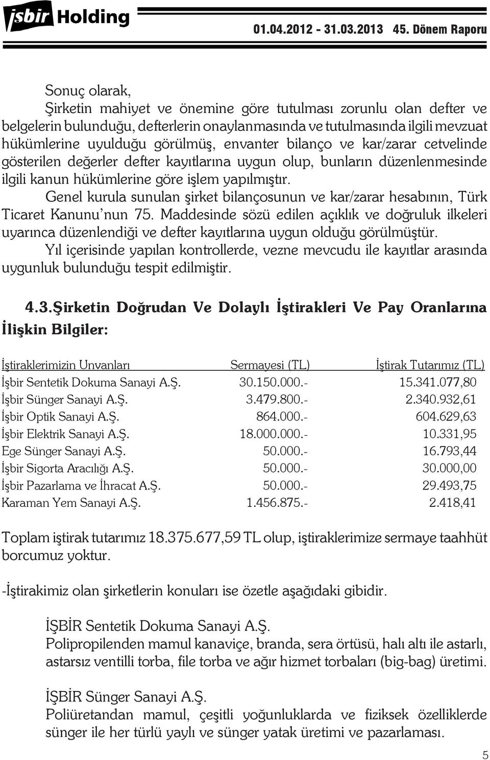 Genel kurula sunulan şirket bilançosunun ve kar/zarar hesabının, Türk Ticaret Genel Kanunu nun Kurul Başkanl k.