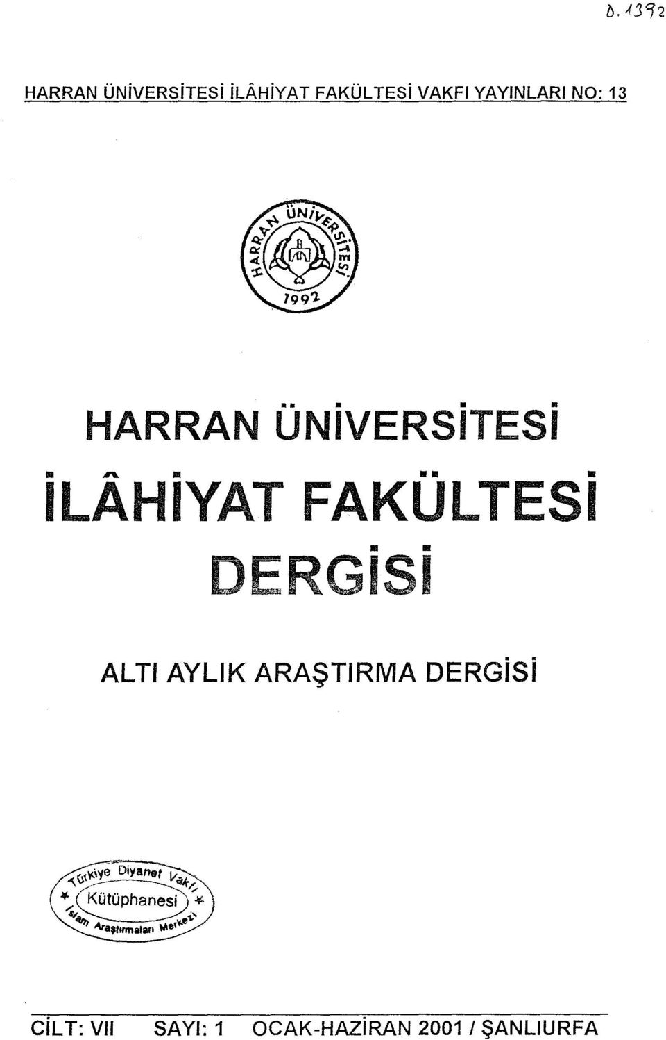 .... HARRAN UNIVERSITESI ll "" ll ll ILAHIYAT