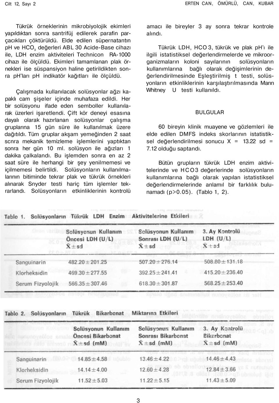 Ekimleri tamamlanan plak örnekleri ise süspansiyon haline getirildikten sonra ph'ları ph indikatör kağıtları ile ölçüldü.