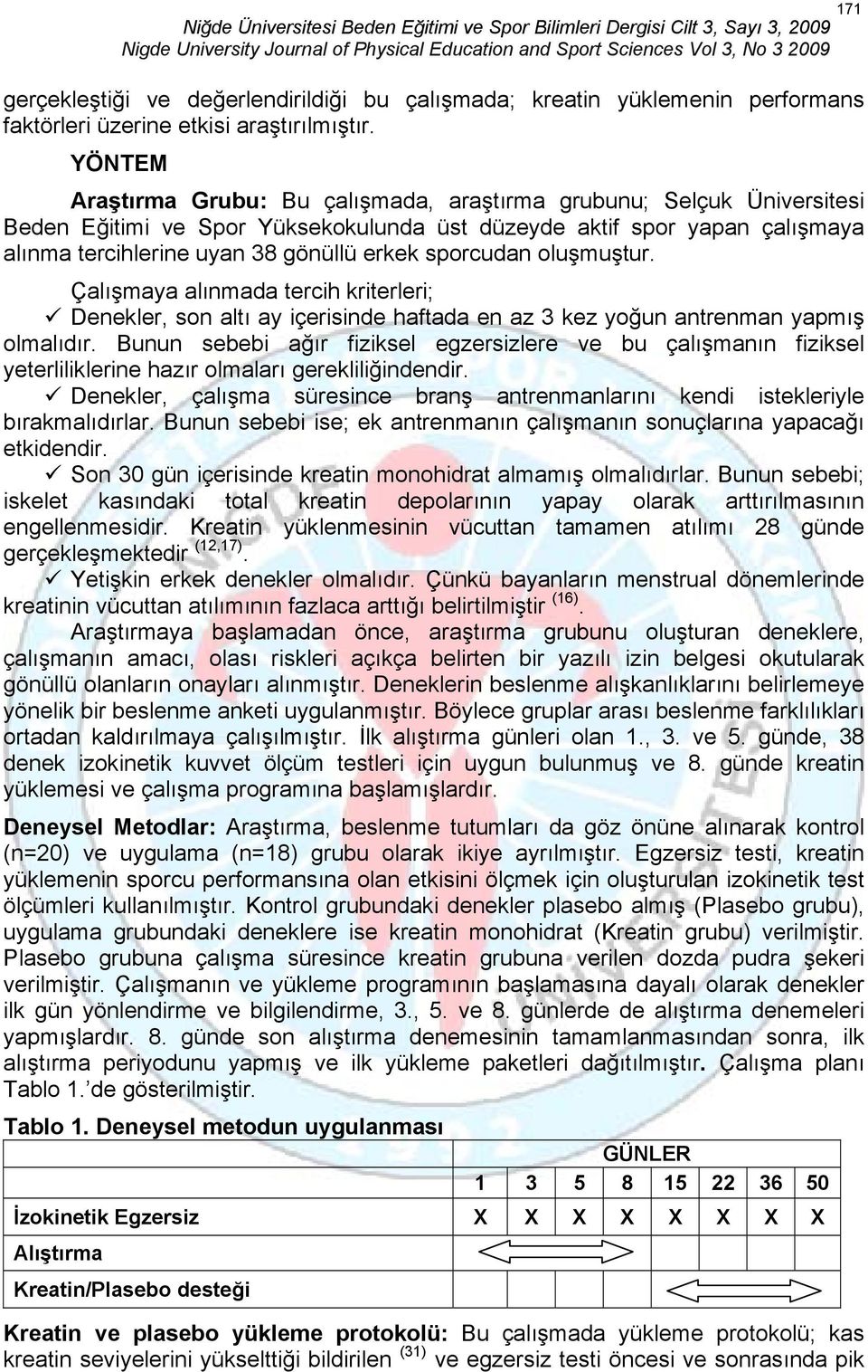 sporcudan oluşmuştur. Çalışmaya alınmada tercih kriterleri; Denekler, son altı ay içerisinde haftada en az 3 kez yoğun antrenman yapmış olmalıdır.