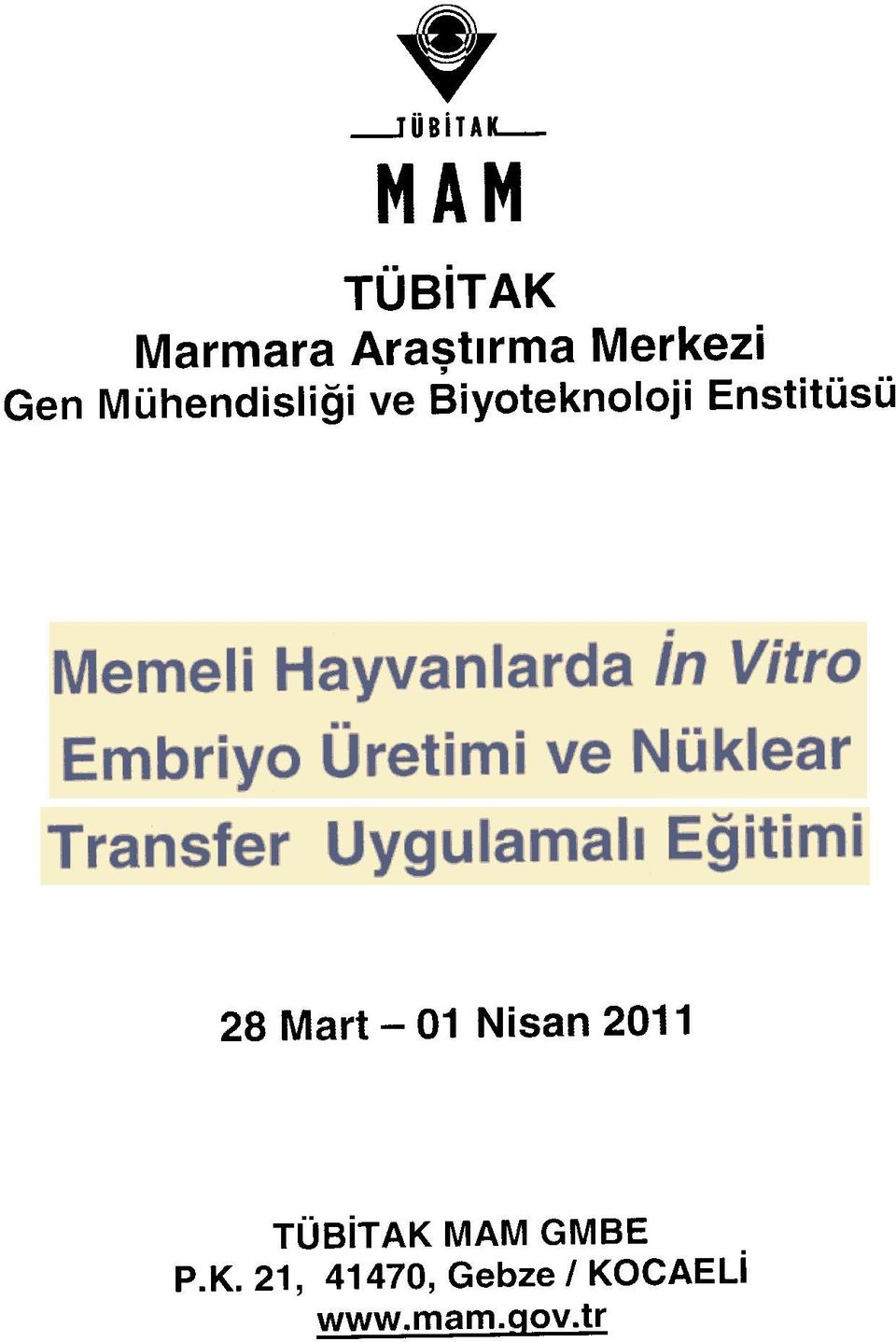 Enstitusu 28 Mart -01 Nisan 2011 TOBiTAK MAM