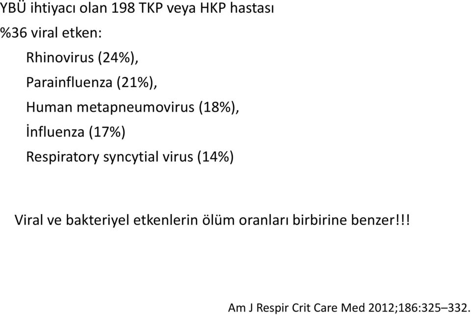 (17%) Respiratory syncytial virus (14%) Viral ve bakteriyel etkenlerin