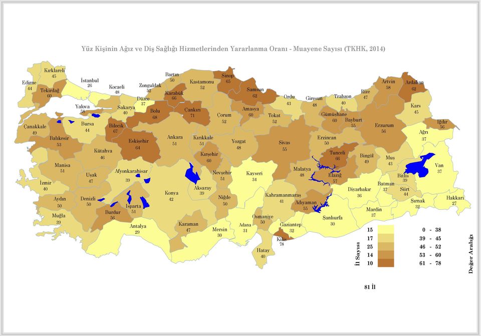 Sinop 50 Kastamonu 65 Artvin Ardahan 52 Samsun 58 62 Karabük Rize 62 66 Ordu Giresun Trabzon 47 43 48 Kars Çankırı Amasya Çorum Gümüşhane 45 71 60 Tokat 52 52 60 Bayburt Iğdır 55 Erzurum 56 56 Ağrı