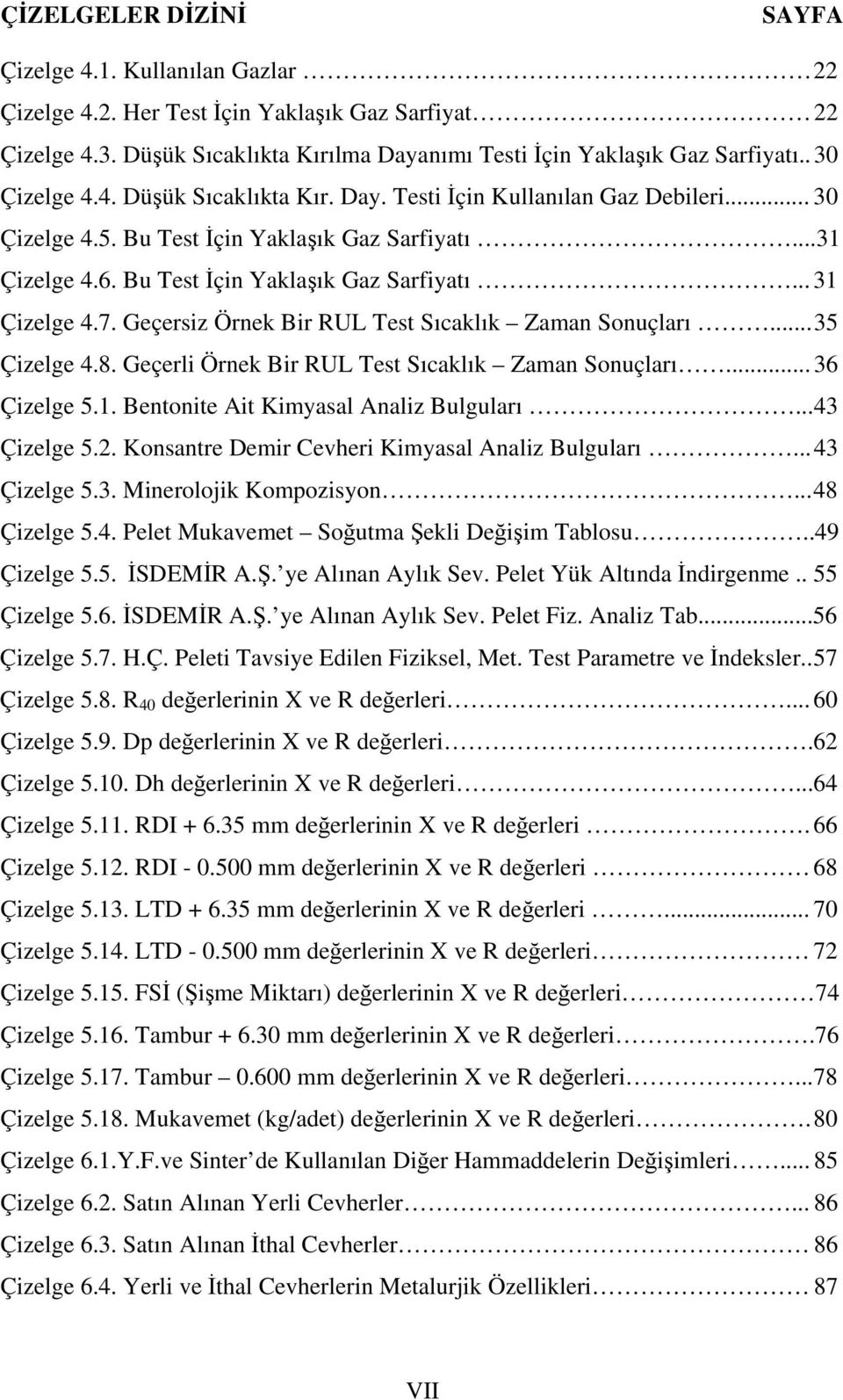 7. Geçersiz Örnek Bir RUL Test Sıcaklık Zaman Sonuçları... 35 Çizelge 4.8. Geçerli Örnek Bir RUL Test Sıcaklık Zaman Sonuçları... 36 Çizelge 5.1. Bentonite Ait Kimyasal Analiz Bulguları... 43 Çizelge 5.