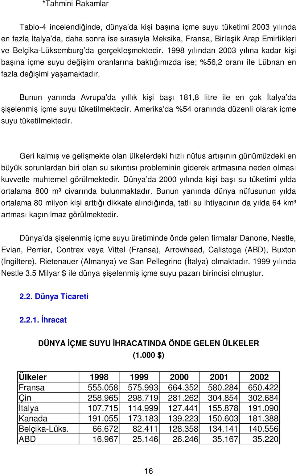 Bunun yan nda Avrupa da y ll k ki i ba 181,8 litre ile en çok talya da elenmi içme suyu tüketilmektedir. Amerika da %54 oran nda düzenli olarak içme suyu tüketilmektedir.