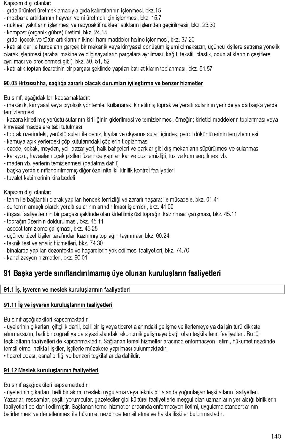 15 - gıda, içecek ve tütün artıklarının ikincil ham maddeler haline işlenmesi, bkz. 37.