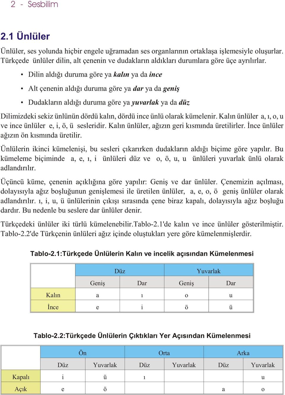 Dilin aldýðý duruma göre ya kalýn ya da ince Alt çenenin aldýðý duruma göre ya dar ya da geniþ Dudaklarýn aldýðý duruma göre ya yuvarlak ya da düz Dilimizdeki sekiz ünlünün dördü kalýn, dördü ince