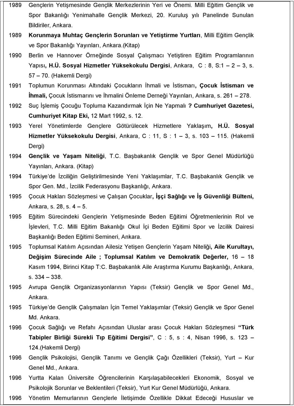 (Kitap) 1990 Berlin ve Hannover Örneğinde Sosyal Çalışmacı Yetiştiren Eğitim Programlarının Yapısı, H.Ü. Sosyal Hizmetler Yüksekokulu Dergisi, Ankara, C : 8, S:1 2 3, s. 57 70.