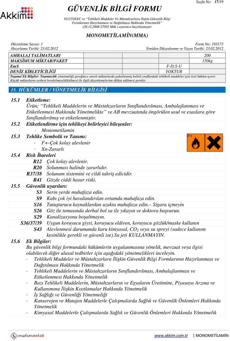 HÜKÜMLER / YÖNETMELİK BİLGİSİ 15.