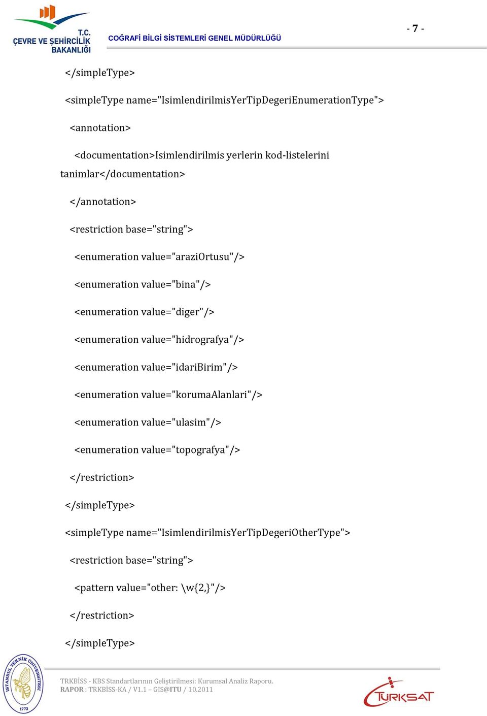 <enumeration value="hidrografya"/> <enumeration value="idaribirim"/> <enumeration value="korumaalanlari"/> <enumeration