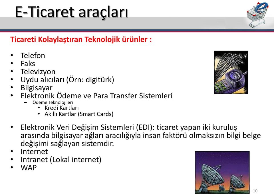 Kartlar art Cards Elektro ik Veri Değişi iste leri EDI : ti aret apa iki kuruluş arası da ilgisa ar ağları