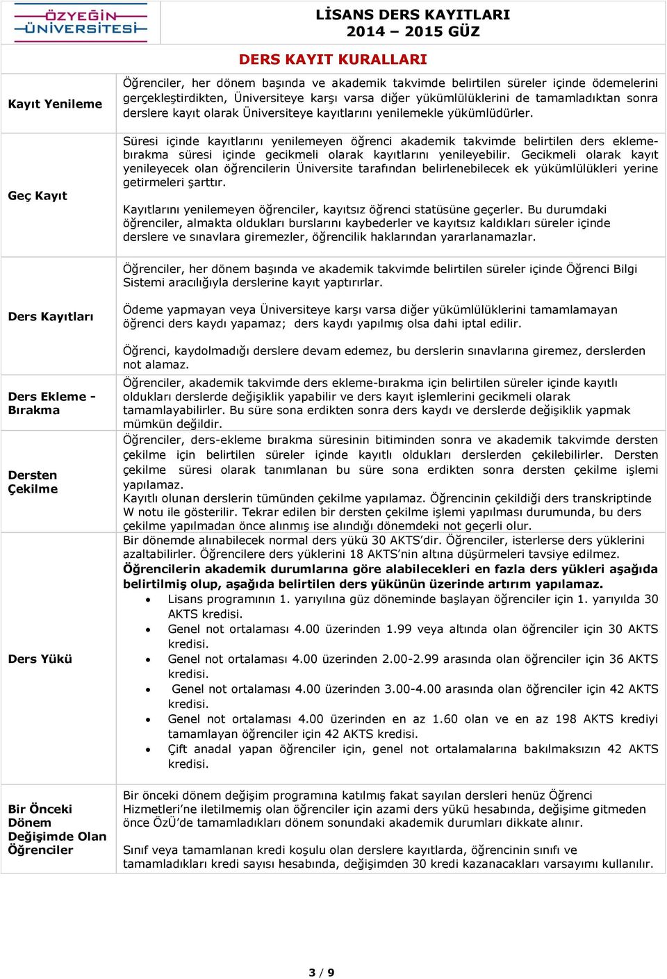 Süresi içinde kayıtlarını yenilemeyen öğrenci akademik takvimde belirtilen ders eklemebırakma süresi içinde gecikmeli olarak kayıtlarını yenileyebilir.