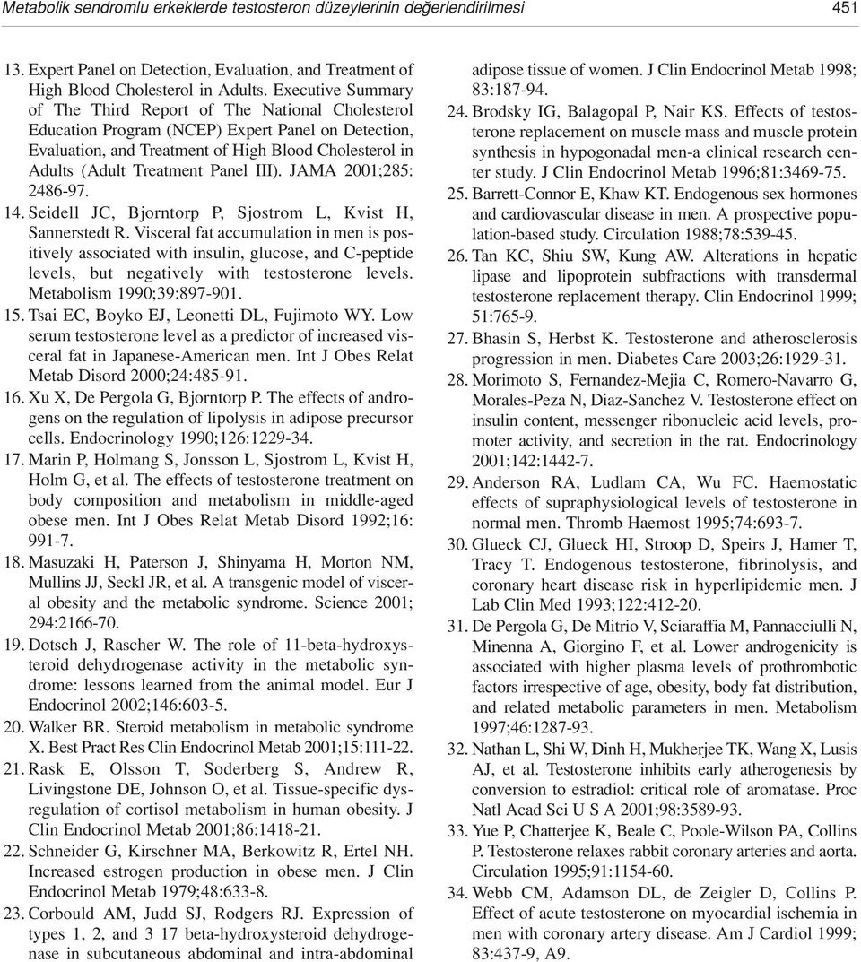 Panel III). JAMA 2001;285: 2486-97. 14. Seidell JC, Bjorntorp P, Sjostrom L, Kvist H, Sannerstedt R.